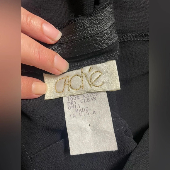 CACHE Cocktail Party High Multi-Split Leg Chiffon Overlay Black Pants Size 14 - Picture 11 of 11